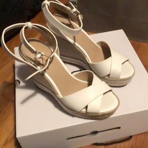 White espadrille wedges. 6 women’s. Never worn.